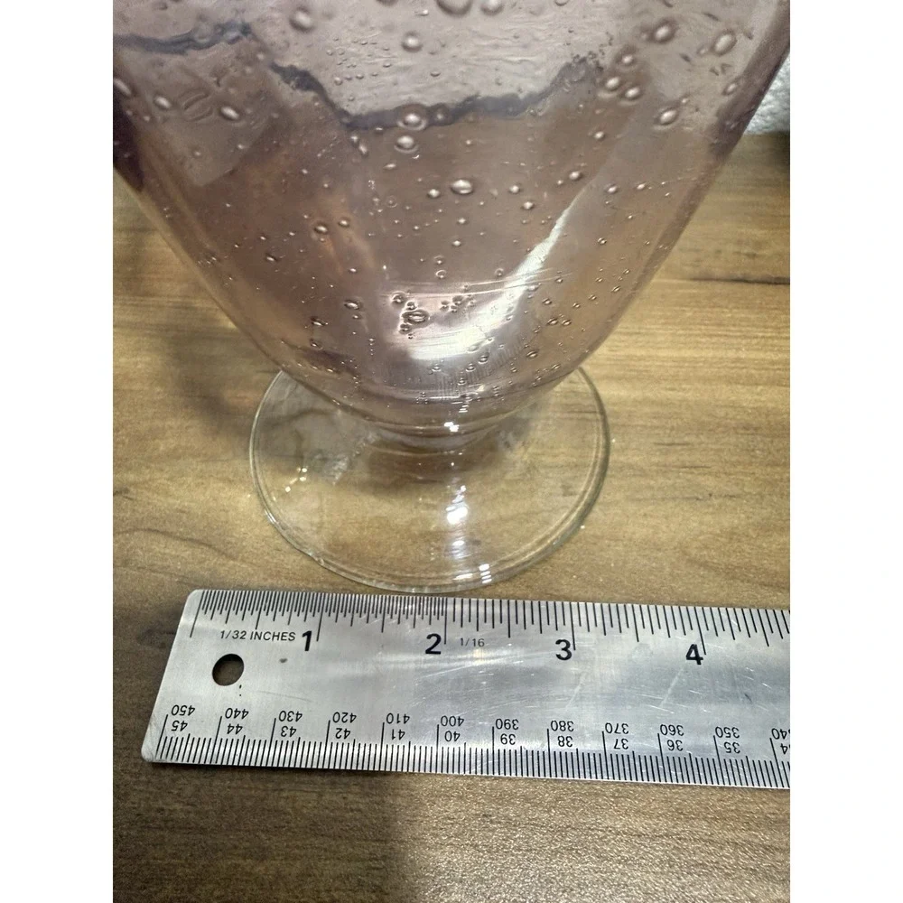 Vintage Hand Blown Pink Controlled Bubble Glass Vase 8